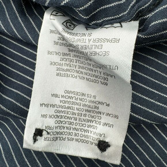 Chalc Men Large Blue Stripe western rodeo Pearl Snap Long sleeve button up shirt - Picture 6 of 9